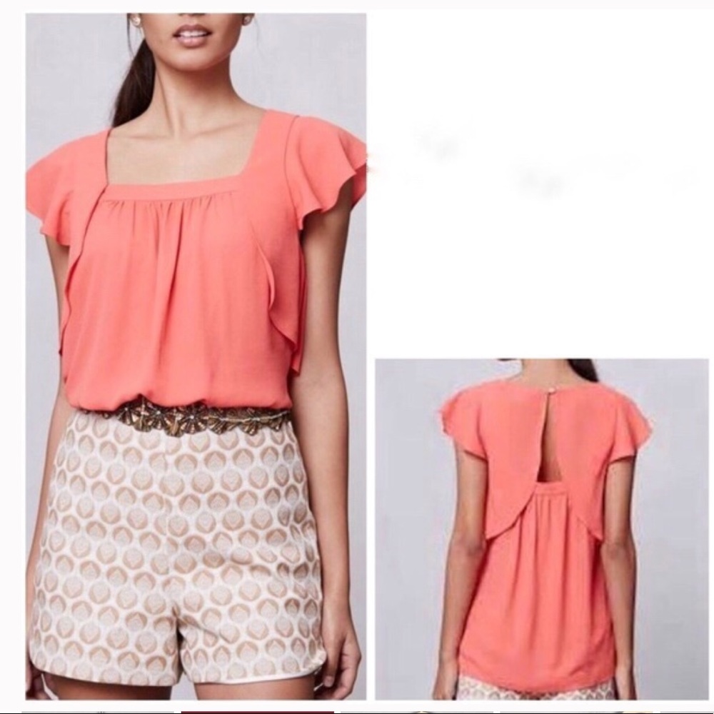 Anthropologie Meadow Rue flutter sleeves blouse
